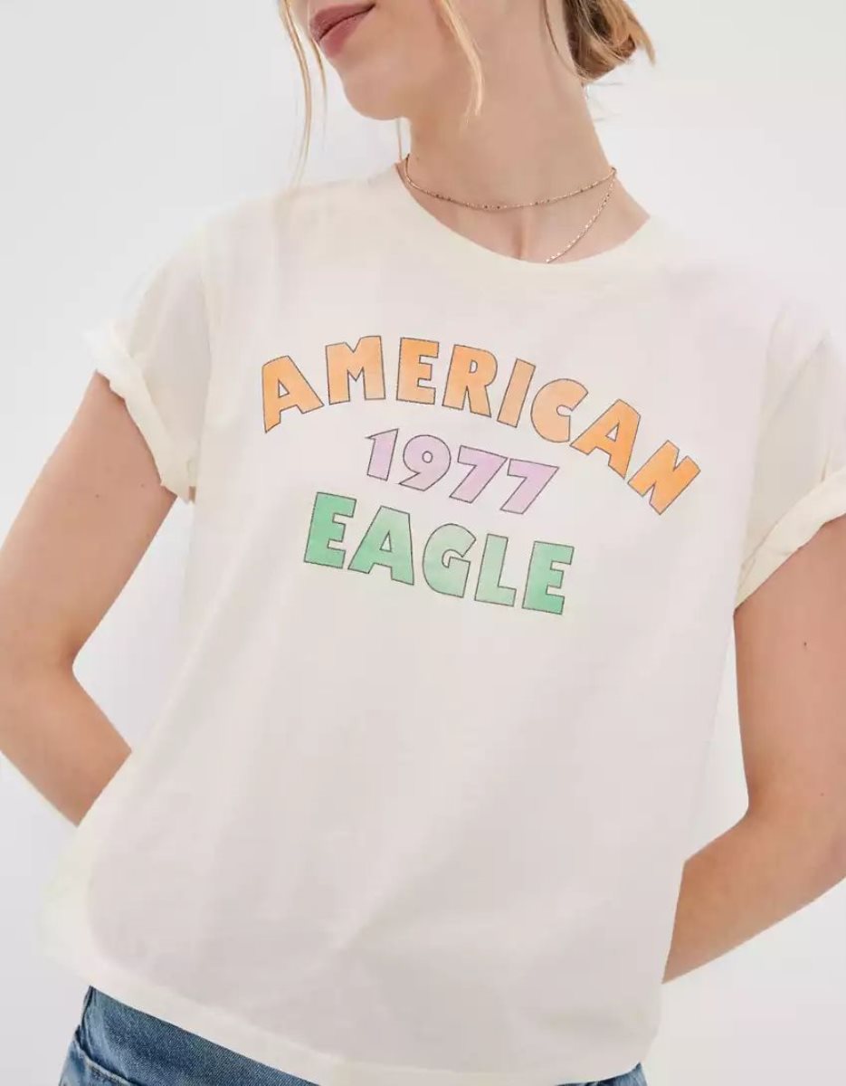 T Shirts American Eagle AE Graphique Tee Blanche Femme | EWA-02930826